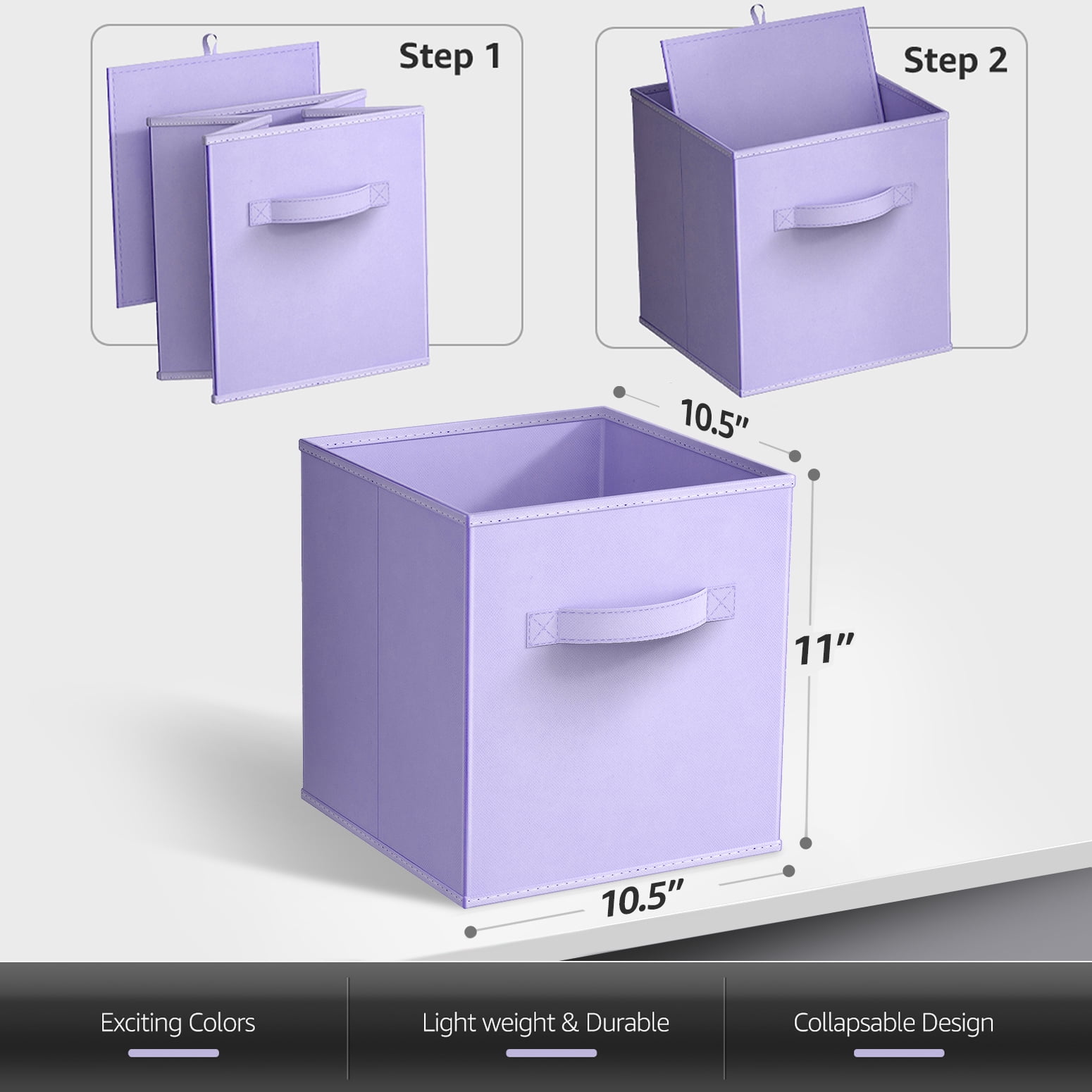Sorbus Collapsible Fabric Cube Storage Bins (10.5" x 10.5"), 12 Pack, Pastel Multicolor