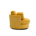thumbnail image 4 of Oversized 360° Swivel Accent Chair with Lumbar Support & 4 Pillows, Mid-Century Modern Corduroy Reading Chair for Living Room Bedroom, Yellow, 4 of 8