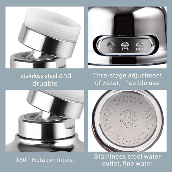 Vacemry Faucet Extender, 360 Degree Rotating Faucet Extender Head, Kitchen Sink Sprayer with 3 Spray Modes, Universal Fit Water Saving Tap Attachment