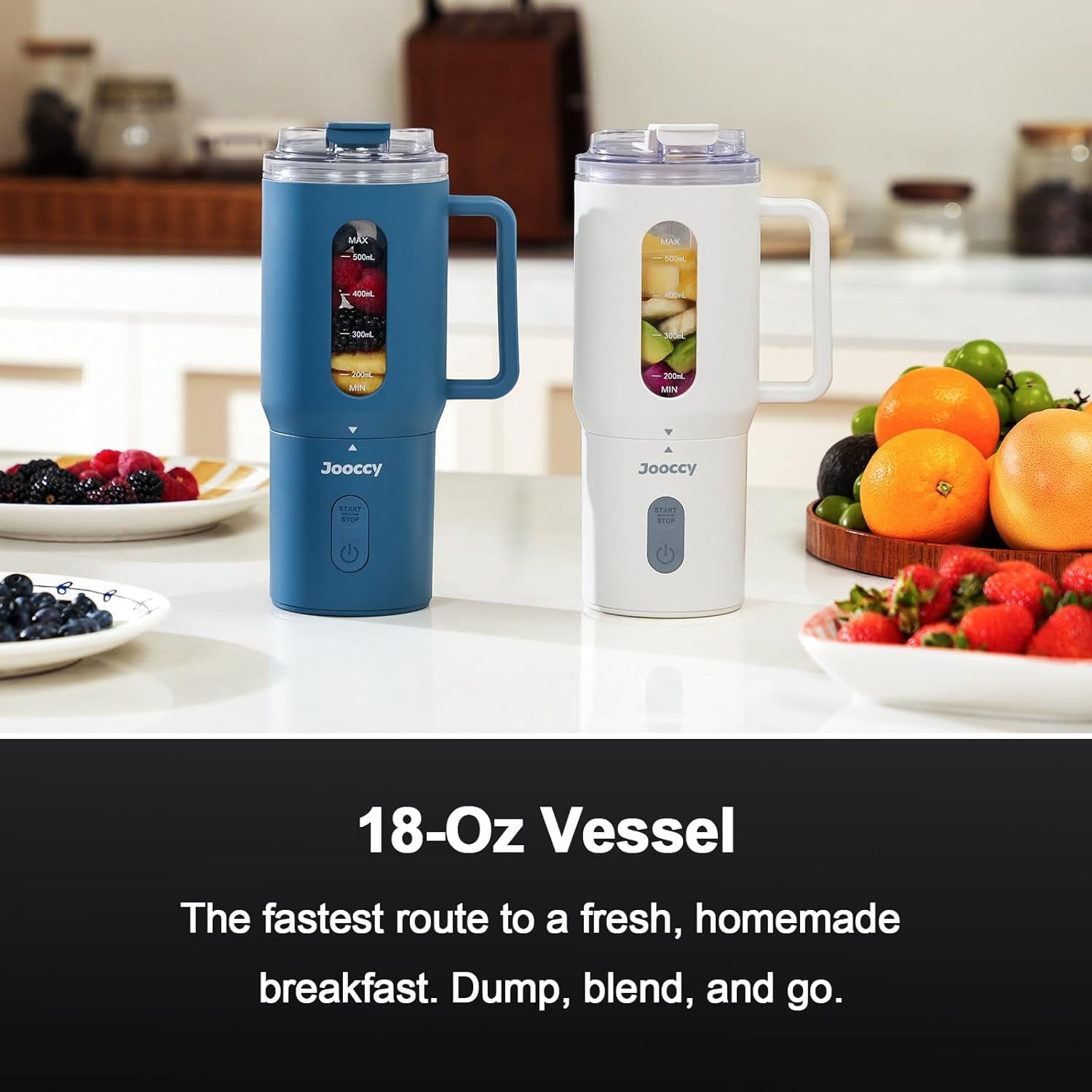 18oz Portable Blender Cordless Travel Smoothie Maker with Ice Crushing Blades Auto Reverse Blending for Gym Office