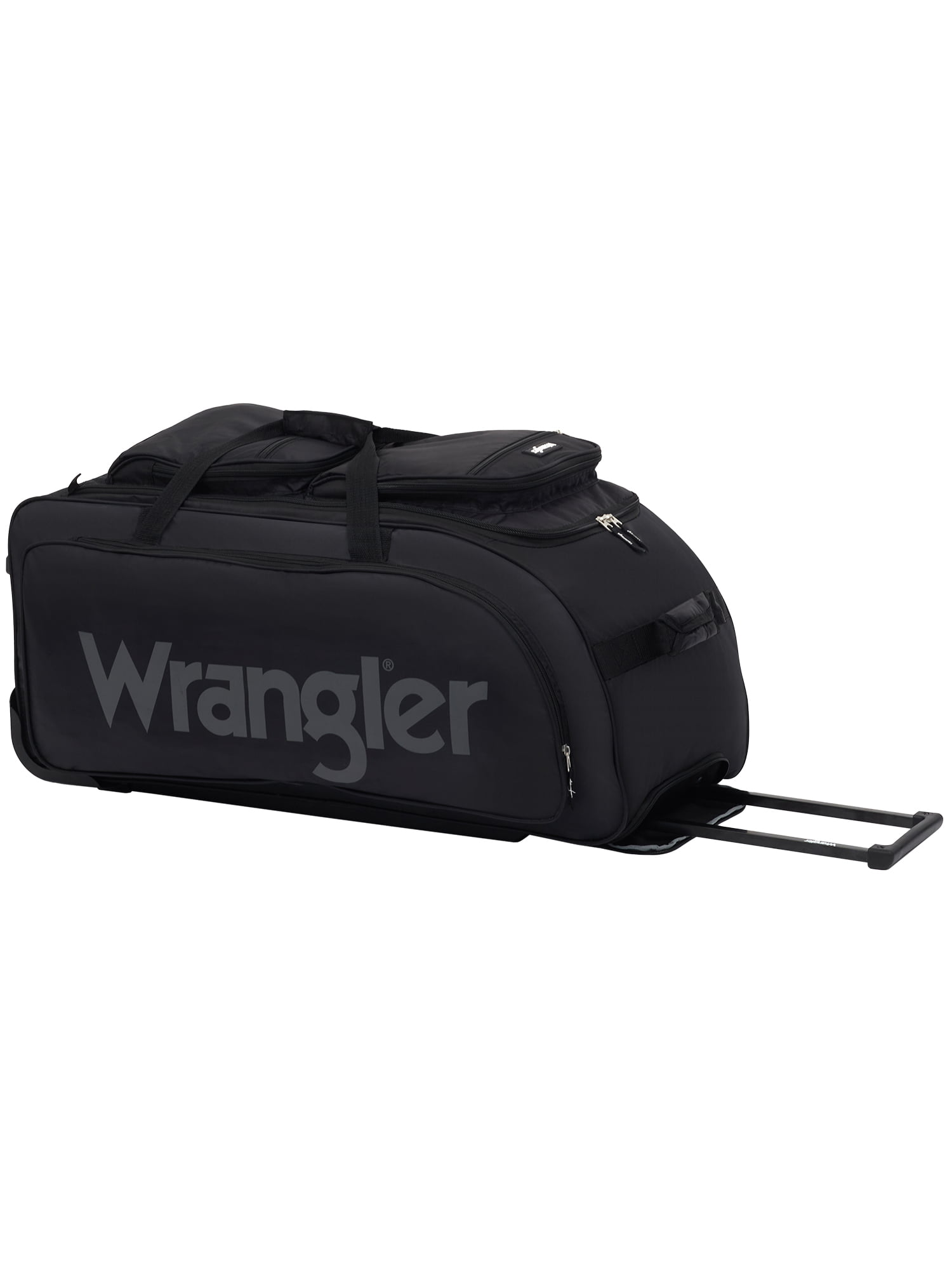 Wrangler 30” Multi-Pocket Rolling Duffel w/ Telescopic Handle, Black -  