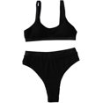 thumbnail image 4 of Women's Textured High Waisted Swimwear Bikini Set Bathing Suit, 4 of 4