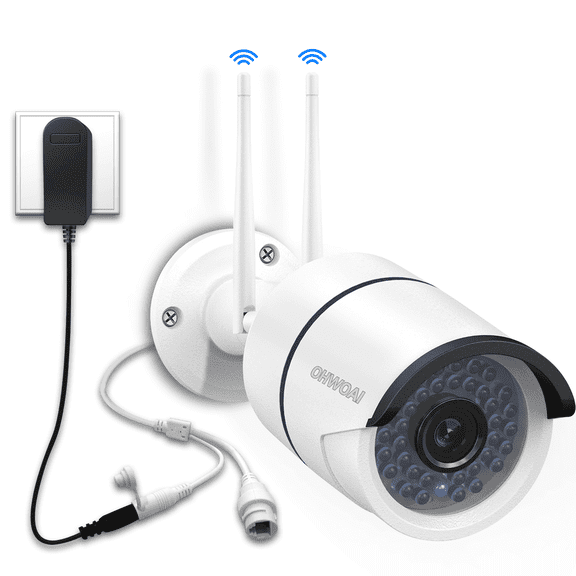 OHWOAI Wireless Security Camera Extend,3.0MP Ultra-HD Home Surveillance IR LED Camera Extend WiFi Kits,Indoor&Outdoor IP Camera with Weatherproof/Night Vision,Work
