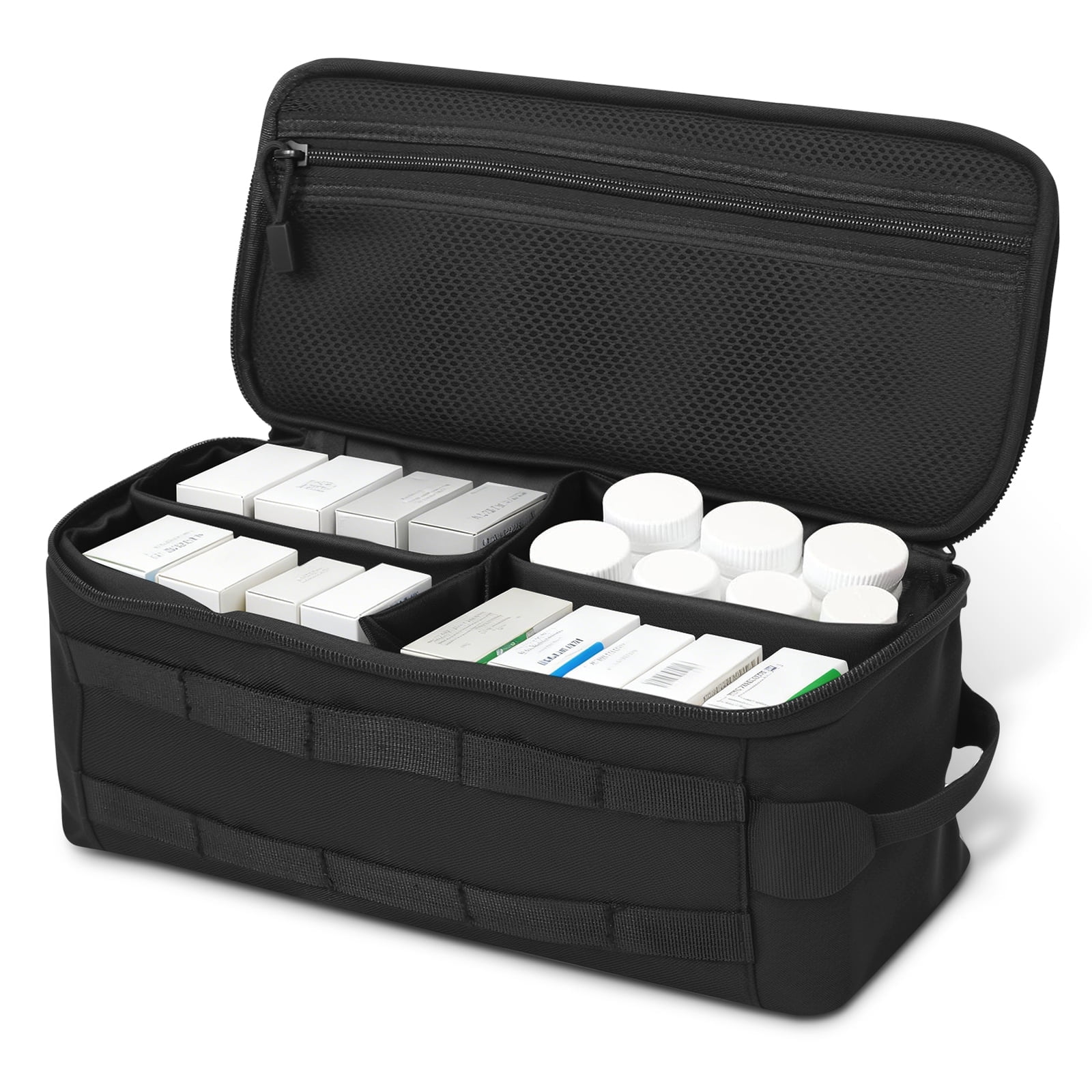 Vensio Portable First Aid Bag Empty Pill Box Organizer Travel Medical Storage Pouch Emergency Kit Container Home Outdoor (black )