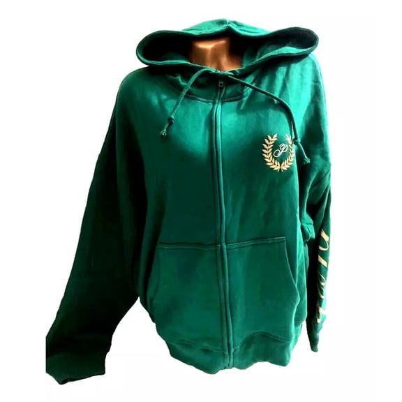Victoria's Secret Pink Everyday Fleece Relaxed Full Zip Hoodie Green, X-Large NWT