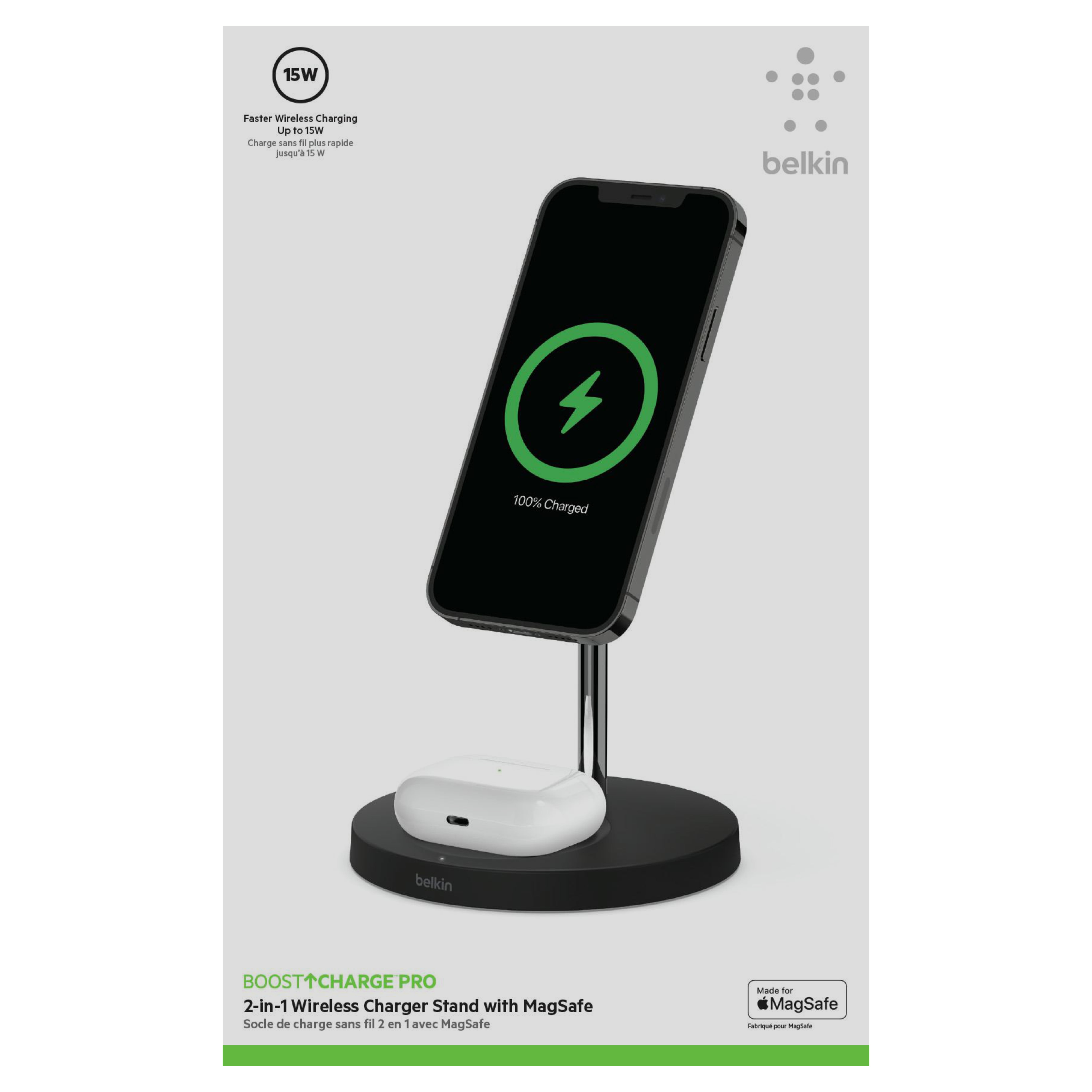 Belkin BoostCharge Pro 2-in-1 20W Wireless Charging Pad (Black)