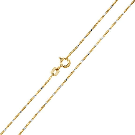 Gold Plated 925 Sterling Silver 8 Sided Snake DC 025 Chain 0.8mm Italy 20" Jewelry Female Unisex