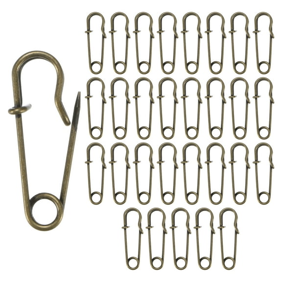 Uxcell 30-Pack Large Safety Pins, 1.1" Spring Lock Pins Blanket Bulk Pins for Fashion/Clothes/Sewing/Quilting/Upholstery/Laundry/DIY Craft/Decorative, Big Safety Pins [Bronze]