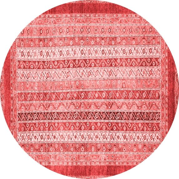 Ahgly Company Machine Washable Indoor Round Abstract Red Modern Area Rugs, 5' Round