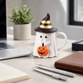 thumbnail image 5 of CuiLiyq Halloween Ghost Ceramic Mug, Cute Ghost Coffee Cup with Pumpkin Decoration, Spill Resistant Drinkware, Fall Tabletop Decor, Holiday Gathering Accessory, 5 of 7