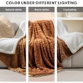thumbnail image 2 of EVERGRACE Jacquard Boho Sherpa Fleece Throw Blanket for Couch, Super Soft Cozy Fuzzy Plush Blankets for All Seasons, Reversible Thick Warm Blanket for Bed, Sofa, Burnt Orange, 50'' x 60'', 2 of 7