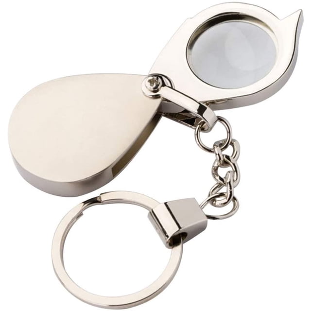 10X Lupa de llavero Lupa de bolsillo de mano Lupa de mano plegable pequeña para leer monedas Hobby Travel TUNC Sencillez