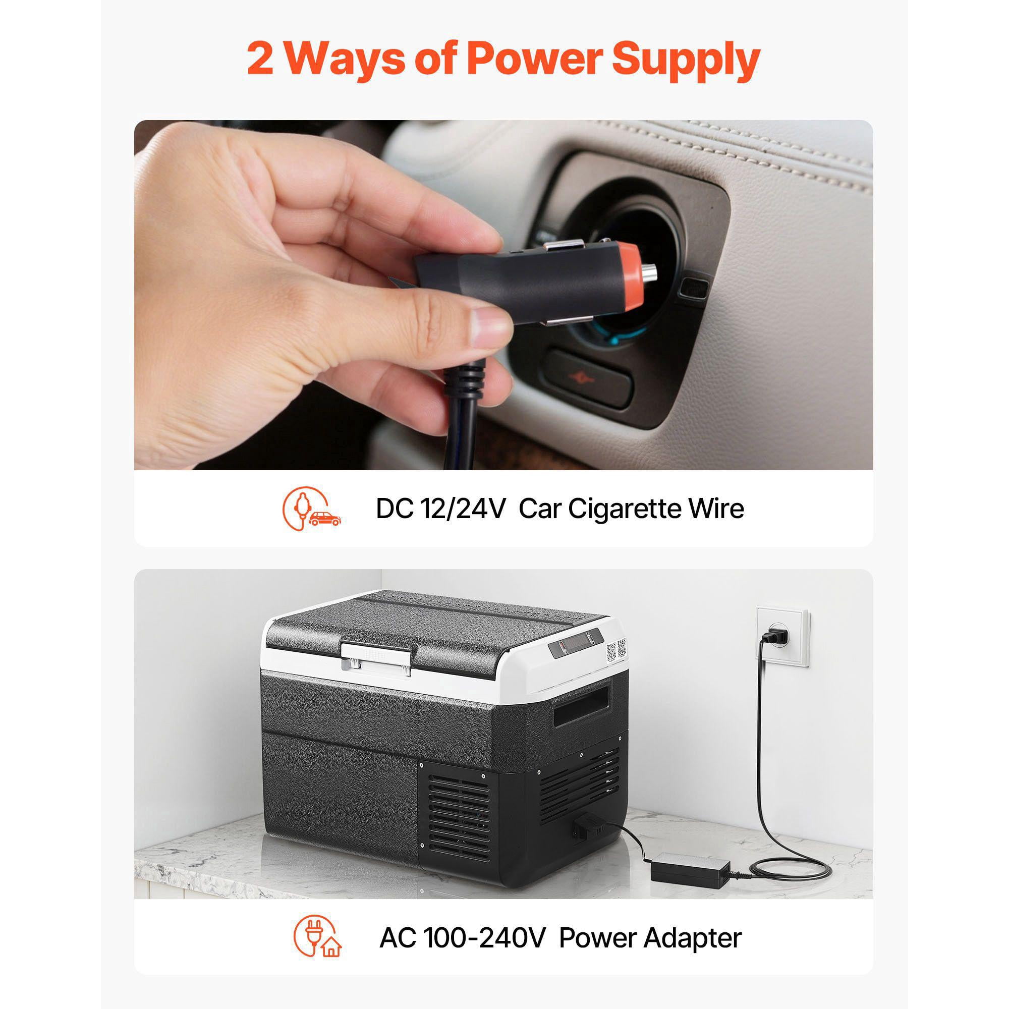 12V 26.4QT Car Refrigerator Freezer Portable Electric Cooler with Adjustable Temperature for Camping Travel RV