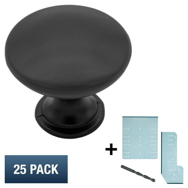 Matte Flat Black Cabinet Hardware Mushroom Round Knob Cupboard Door Modern Farmhouse Kitchen Bathroom Drawer Handle 1 25 Diameter Pack Templates Com Matte Flat Black Cabinet Hardware, Farmhouse Drawer Knobs