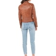 thumbnail image 3 of 100% New Genuine Leather Lambskin Women Biker Motorcycle Jacket Ladies Brown Jacket W118, 3 of 4