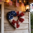 thumbnail image 4 of Independence Day Heart Decorative Wreath Hanging Red White Blue Shaped Ornament with Tassels, 4 of 8