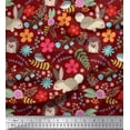 thumbnail image 1 of Soimoi Polyester Crepe Fabric Floral,Rabbit & Porcupine Cartoon Fabric Prints by Yard 52 Inch Wide, 1 of 4