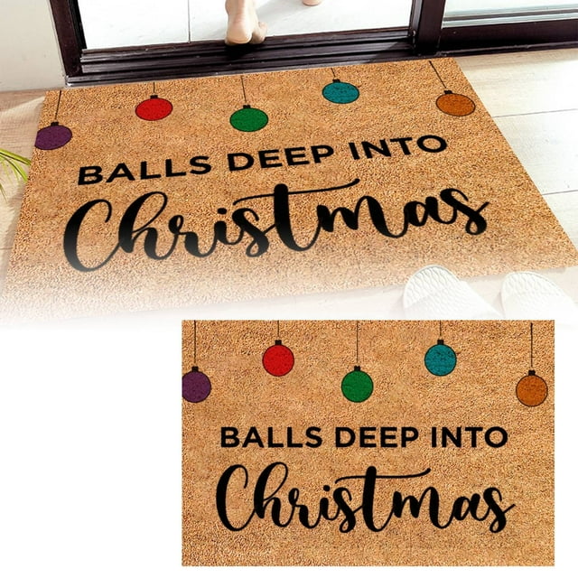 Festive Holiday Welcome Mat with Snowman and Snowflake Design for Christmas Photo Props and Home