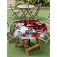 thumbnail image 3 of Outdoor Tablecloth with Umbrella Hole and Zipper, Red Plaid Snowman Christmas Round Table Cloth 60 Inch Waterproof Tablecloth, Gifts Xmas Tree Winter Snowflake Picnic Table Cover for Patio Camping, 3 of 7
