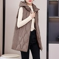 thumbnail image 4 of FNFHFY Long Puffer Vest Women Plus Size Lightweight Sleeveless Quilted Jacket Solid Slim Fit Puffy Jackets Zip Up Winter Coat with Hood, 4 of 8