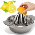 thumbnail image 3 of Exprimidor Manual de limón de acero inoxidable con recipiente para naranjas, limones y frutas, 3 of 5