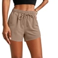 thumbnail image 2 of MYAOYI Womens Waffle Knit Shorts Drawstring Waist Elastic Casual Lounge Shorts, 2 of 7