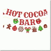 Frosty Delights Winter Wonderland Hot Cocoa Bar Set - Festive Holiday Decorations for Baby It's Cold Outside Xmas New Year Party - Merry Decoration Hot Chocolate Bar Sign & Backdrop