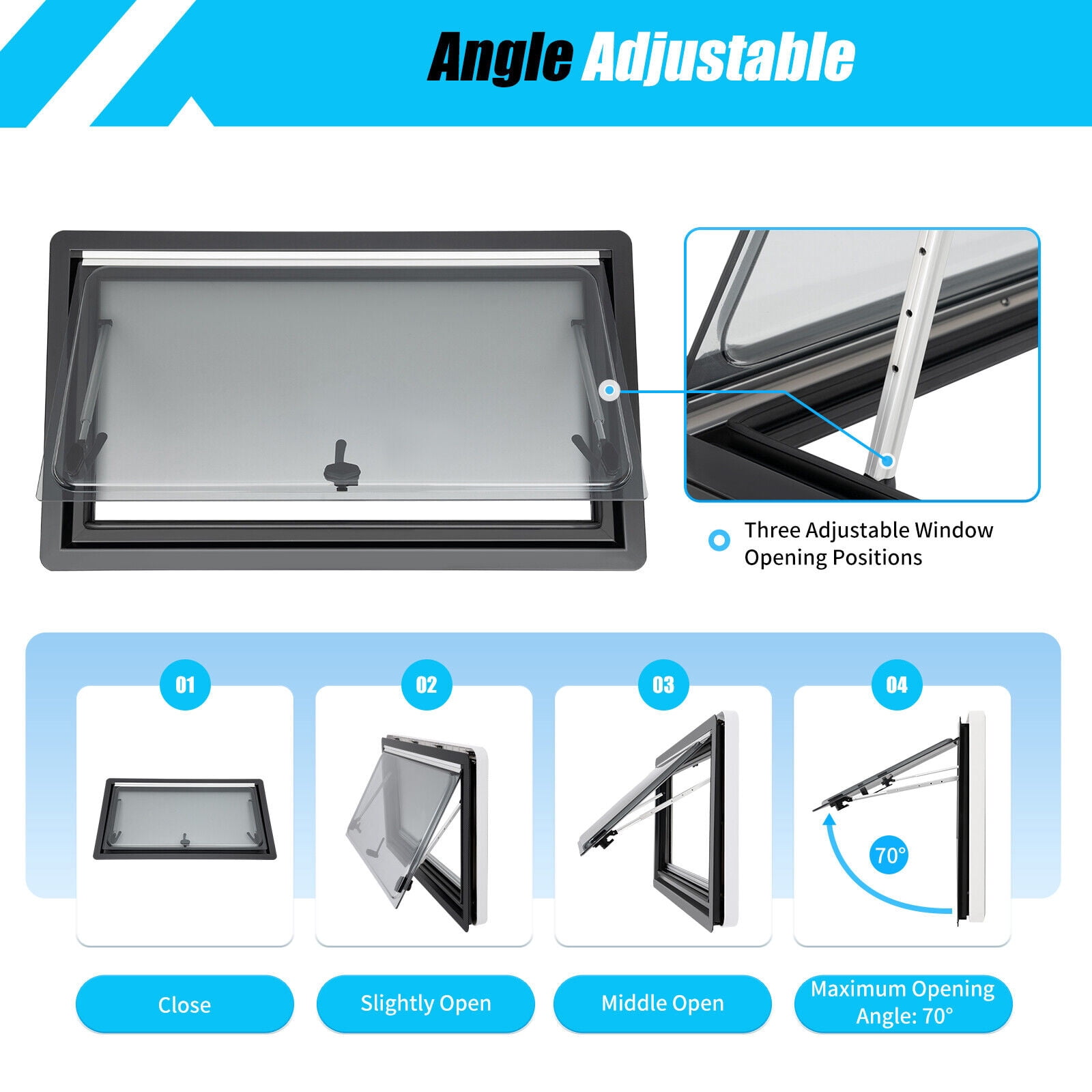 900*500mm/35.4x19.7 inch RV Caravan Camper Van Hinged Window Vent Hatch