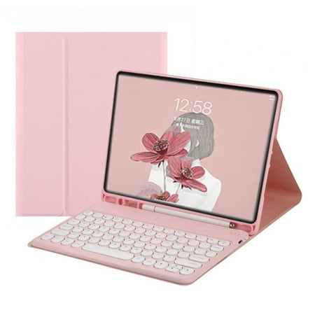Keyboard Case with Pencil Holder for iPad iPad Mini 1/2/3, Case for iPad Mini with Detachable Keyboard, Pink