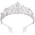 thumbnail image 2 of Didder Tiara de cristal plateado corona diadema princesa elegante corona con peines para mujeres niñas novia boda fiesta de cumpleaños, 2 of 4