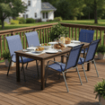 thumbnail image 5 of TLSUNNY 6 Pack Outdoor Patio Chairs, Stackable Dining Chairs with Armrests, Wide Seat & Metal Frame, for Garden, Party, Deck, Backyard, 5 of 12