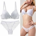 thumbnail image 2 of Levmjia Women Floral Lace Lingerie Set Two Piece Panty Adjustable Thin Straps Underwire Support Thin Cup Soft Breathable Outfit Daily Honeymoon Romantic Private Bedroom Night, 2 of 9