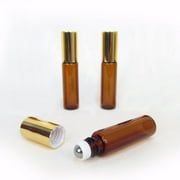 5ml Brown Amber Glass Roll-on Bottle w/Stainless Steel Ball - Set of 3 by Rivertree Life