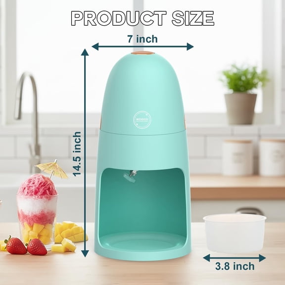Mojoco Shaved Ice Machine - Electric Ice Shaver Machine with Adjustable Blades for Fine & Coarse Ice - One-Press Operation Lightweight Snow Cone Maker for Slushies, Bingsu, Frozen Desserts