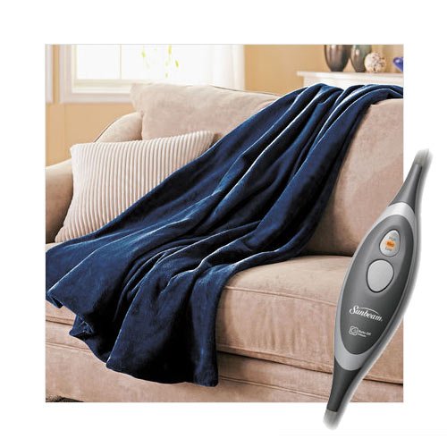 Sunbeam Microplush Electric Heated Throw Blanket Royal Blue Walmart
