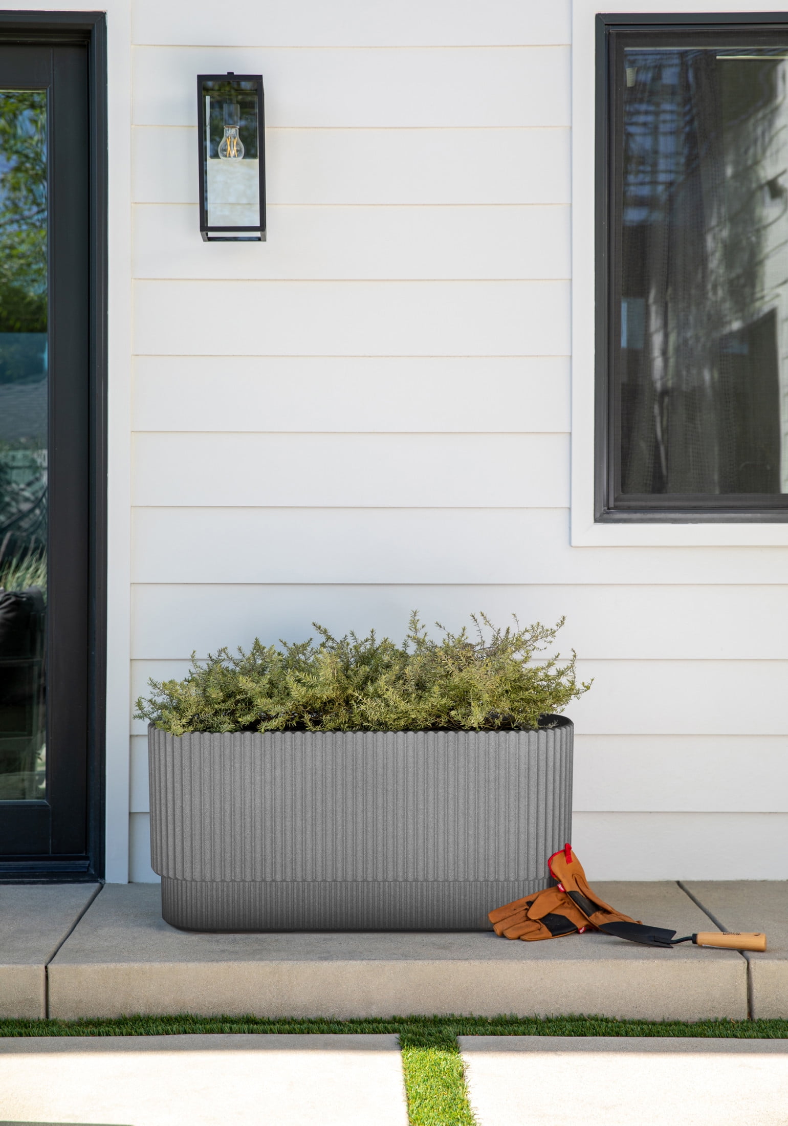 Veradek Demi Series 30" Long Plastic-Stone Planter - Gray 2 Pack