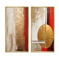 thumbnail image 2 of Designart "Lunar Redemption Abstract in Gold and Red I" Abstract Painting Framed Wall Art Set Of 2 - Modern Gold Framed Canvas Set For Living Room Decor, 2 of 6