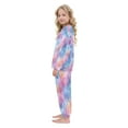 thumbnail image 4 of Fluffy Pajamas Set Fuzzy Winter Warm Pj Sets Pullover Tops and Long Pants Watercolor Powder Blue Pattern Large, 4 of 8