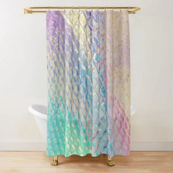 Iridescent Dream Shower Curtain Ombre Abstract Bathroom Curtains Watercolor Girly Boho Waterproof Bath Curtain Polyester