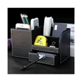 thumbnail image 3 of Estructura de madera de cuero multifunción escritorio organizador de papelería caja de almacenamiento bolígrafo/lápiz, teléfono celular, tarjetas de presentación comercial soporte de, 3 of 5