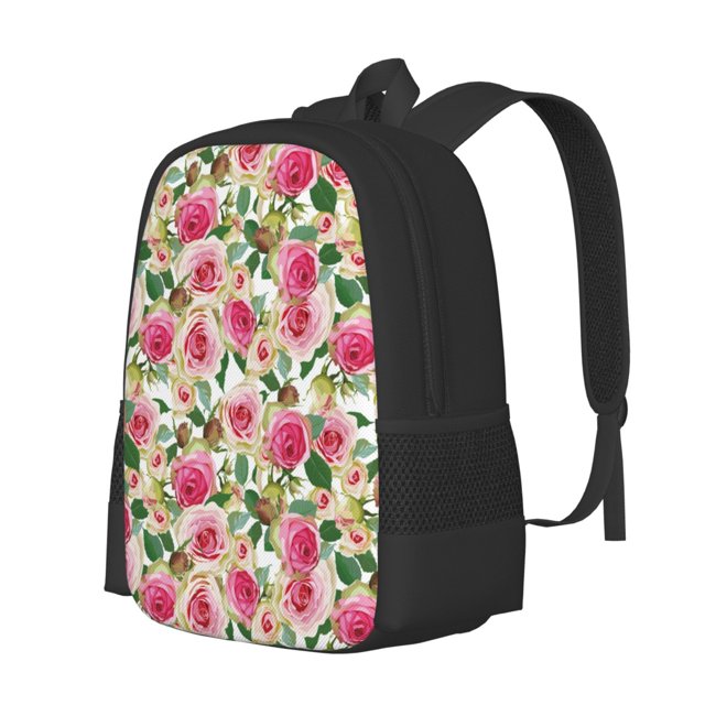 Fotbe Rose Flowers Pattern Student Backpack –School backpack Large Capacity Durable and Ergonomic Backpack with Laptop Compartment and Multiple Pockets