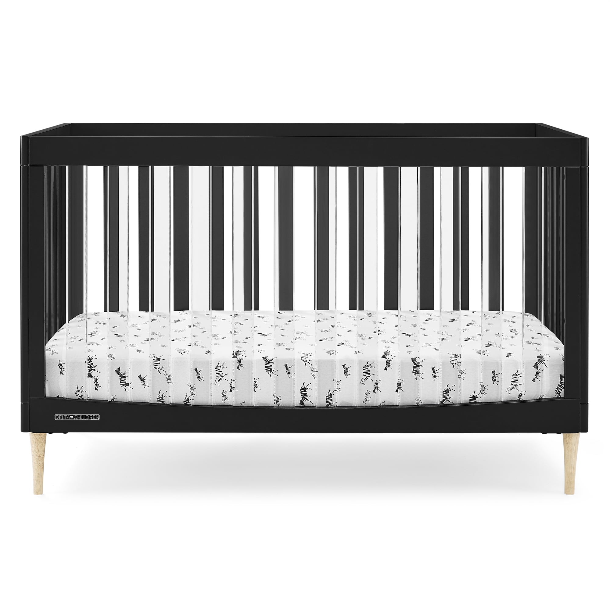 Delta Children Austin Acrylic 4-in-1 Convertible Baby Crib - Greenguard Gold Certified, Midnight Grey/Natural