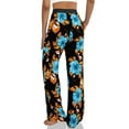 thumbnail image 3 of LETDIOSTO Women's Comfy Casual Pants Floral Print Stretch Wide Leg Palazzo Lounge Pants S-XL, 3 of 4