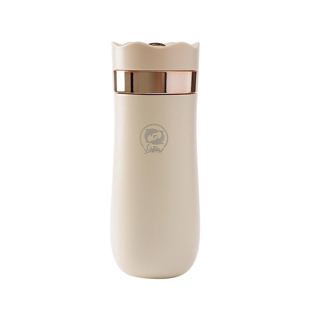 Taza térmica para exteriores, de viaje, reutilizable, de acero inoxidable, 320 ml, con tapa hermética. Oro