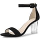 thumbnail image 1 of Sandalias De Tacón Grueso Correa De Tobillo Transparente Gamuza Sintética Para Mujeres Negro 38, 1 of 7