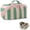 Pink-Green, variant on Stripe Travel Makeup Bag with Compartments, Clear Coated Waterproof Open Flat Cosmetic Bag, Portable Toiletry Bag for Women, Pink-Orange