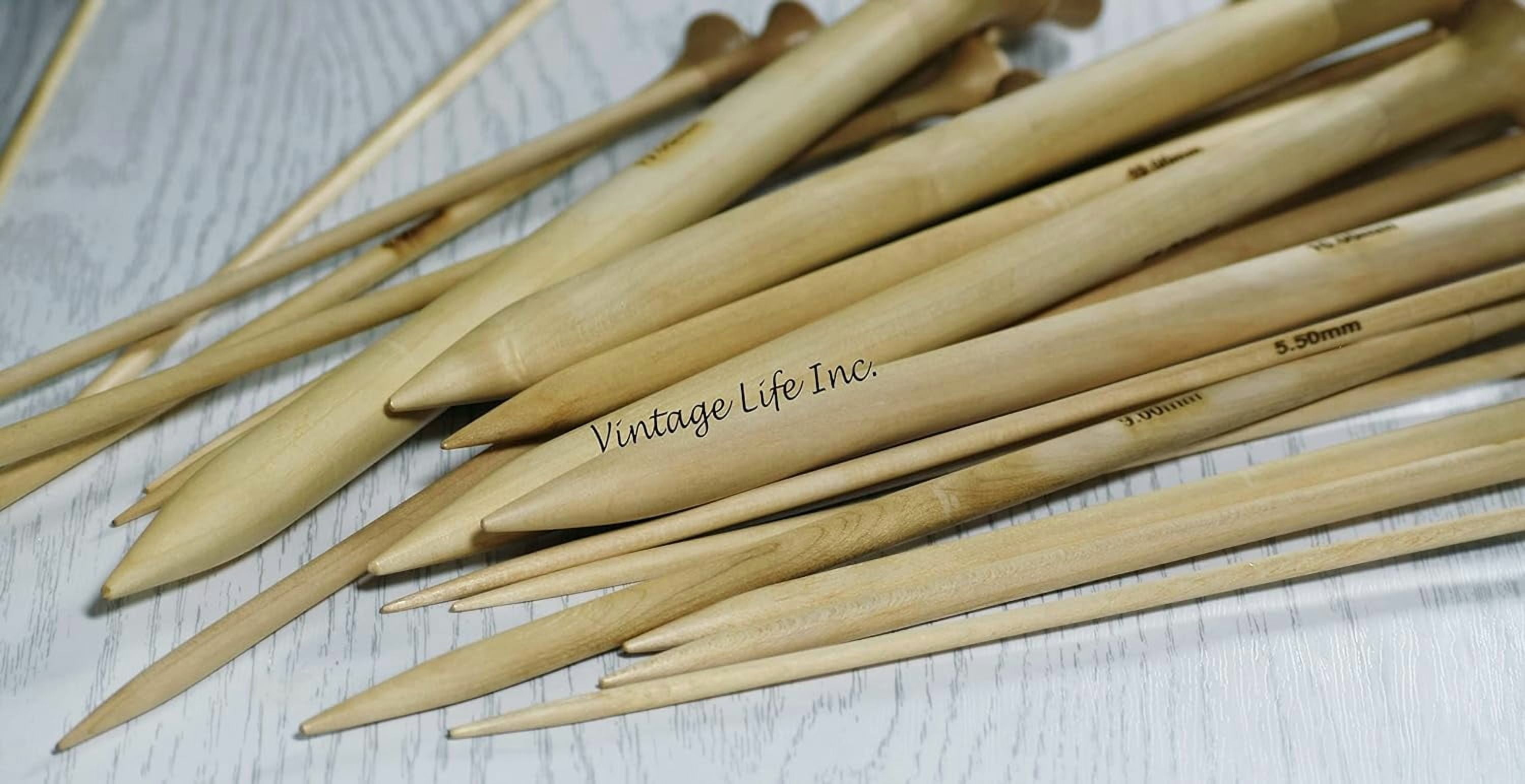 DnU Avenue Yarn Knitting Needles Rosewood & Maple Crafted for Arthritic Hands, Superior Quality, Wood Needles, Buffed Wax Finish, Soft Grip, Stitching Accessories, Brown (Maple Wood, Set of 13)