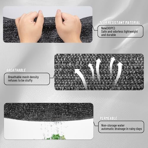 90% Sun Shade Cloth Mesh Tarp with Grommets for Plant Cover 6x12ft Patio Canopy Garden Pergola Greenhouse Car Barn Kennel Black