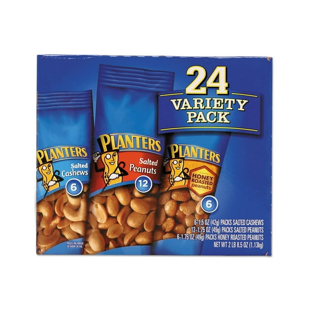 Planters Variety Pack Peanuts & Cashews 1.75 oz/1.5 oz Bag 24/Box