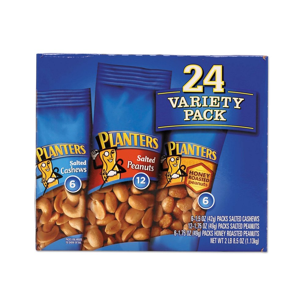 Planters Variety Pack Peanuts & Cashews 1.75 oz/1.5 oz Bag 24/Box